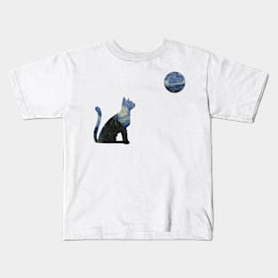 Cat Moon Van Gogh Style Kids T-Shirt